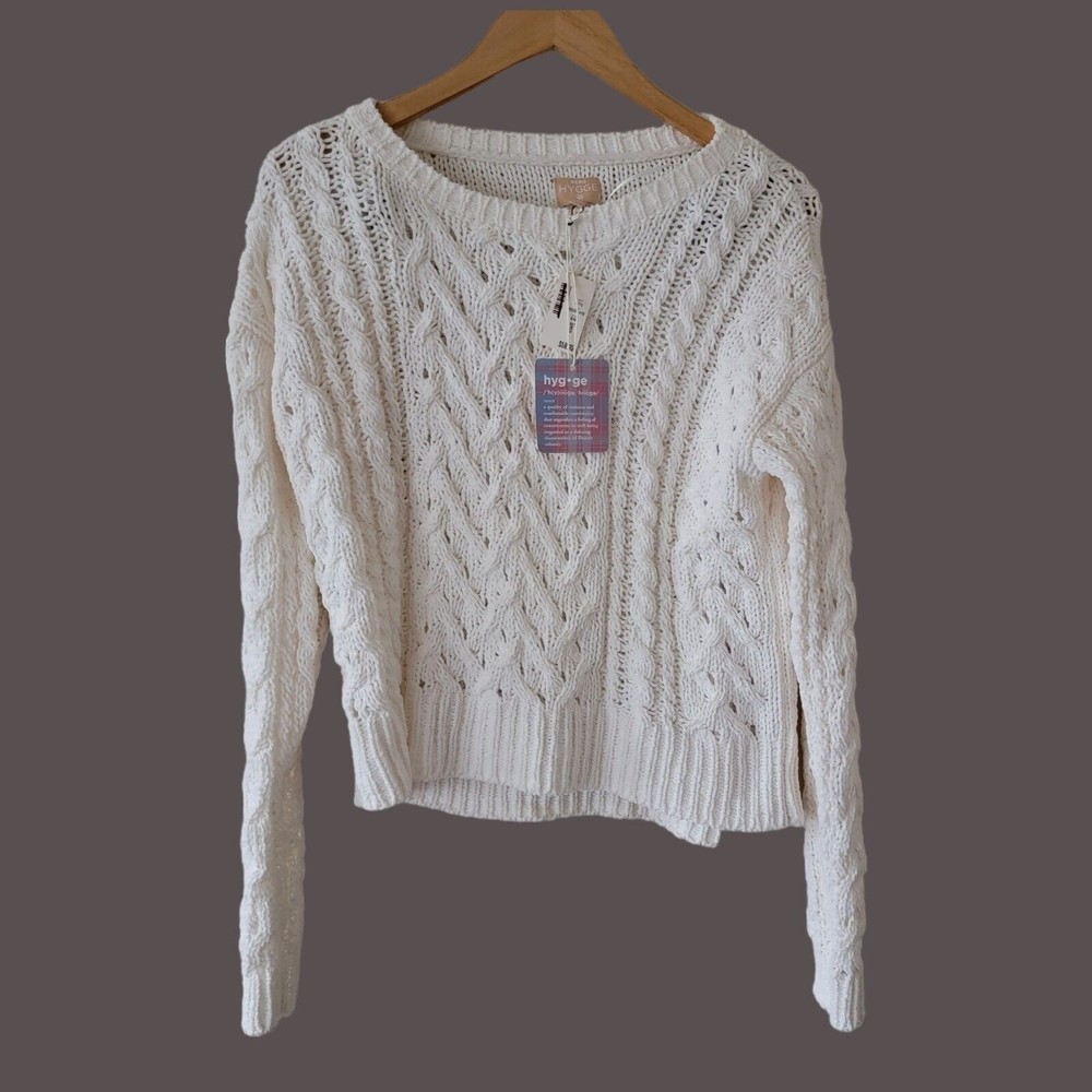 Aero Hygge Sweater Pullover Chenille Cable Knit‎ Aeropostale Cream Size Small